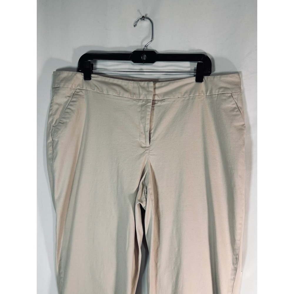 Rafaella Studio Woman Khaki Capri Pants Size 18W Tan Cropped Trousers Stretch - Picture 2 of 9